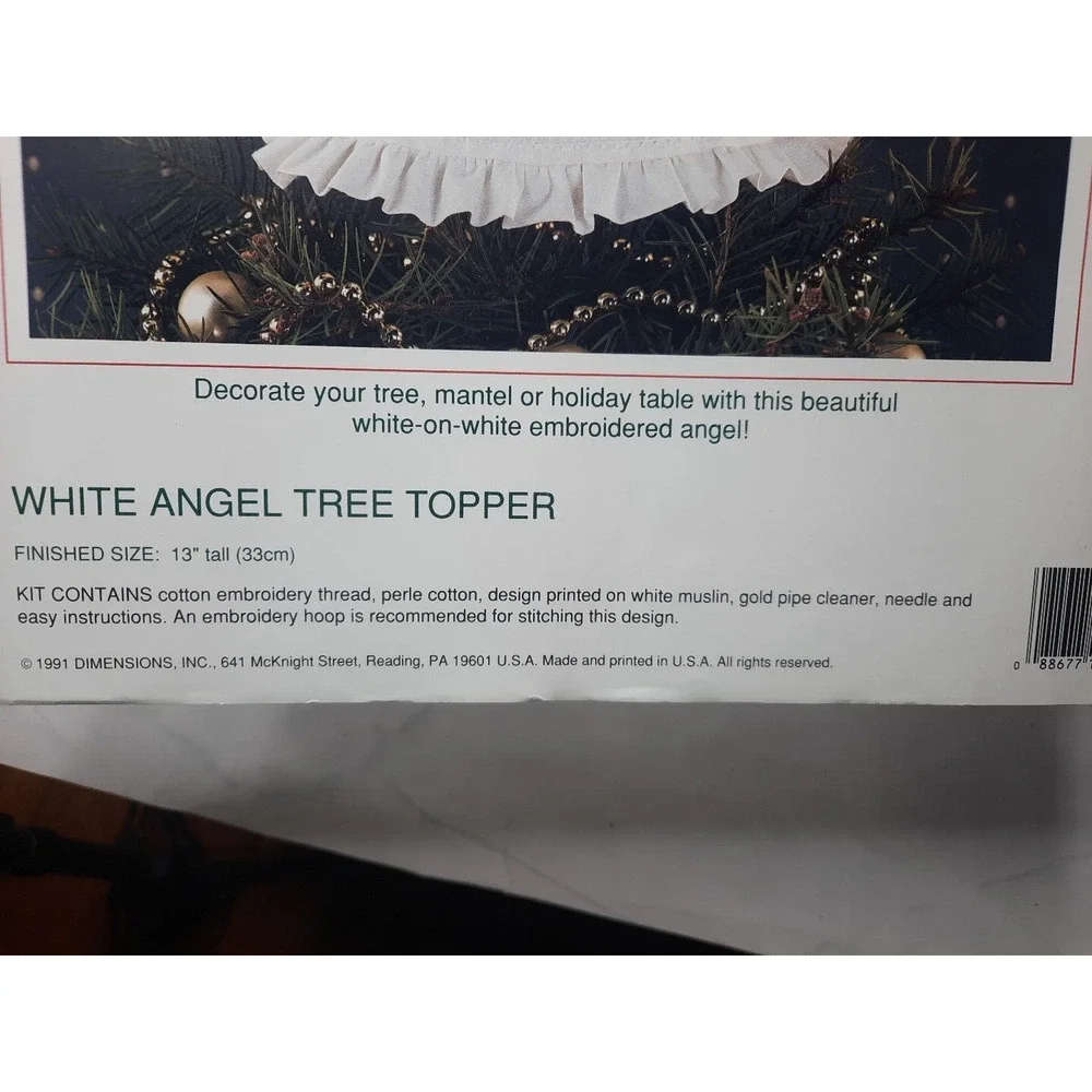 Vintage Dimensions Sunset Crewel White Angel Tree Topper Kit 18018 13 inch